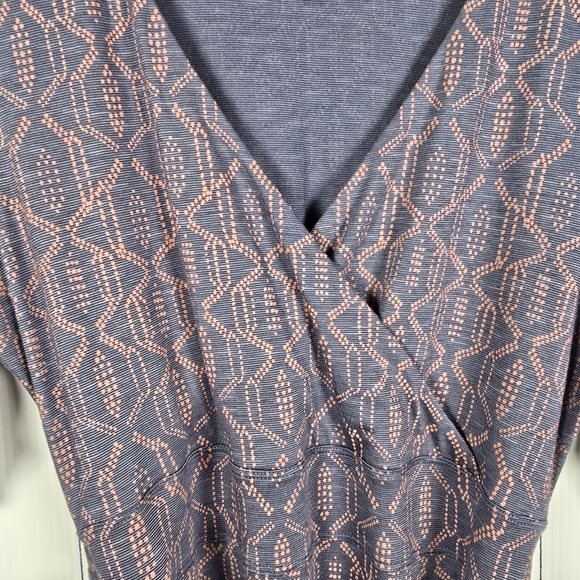 Toad & Co Dress Womens Cue Faux Wrap Cafe Dress Blue Batik Elbow Sleeve Size S - Picture 8 of 13